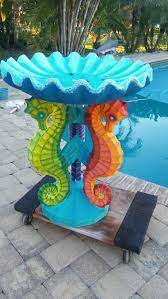 S3 seahorse hotel beach club, kredi kartına 12 taksit imkanı ile muhteşem bir tatil için seni bekliyor. My Latest Creation Key West Seahorse Birdbath Correction Cricketspellstrouble S Creation I Helped With The Idea Seahorse Decor Bird Bath Garden Bird Bath