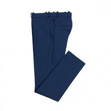 _blue Cotton Poplin Slim Fit Trousers