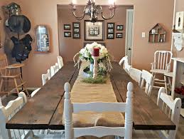 The combination of the natural wood tabletop with white chairs creates a classic and modern look to the. Penny S Vintage Home Farmhouse Table 12 Chairs For 200