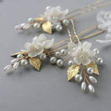 Gold Braut Haarnadel Blume Hochzeit Haarnadel Blume Braut Etsy Bridal Hair Pins Pearl Bridal Flower Hair Pins Bridal Hair Pins