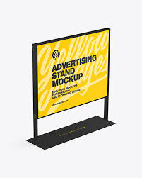 Download Advertising Stand Mockup In Outdoor Advertising Mockups On Yellow Images Object Mockups PSD Mockup Templates