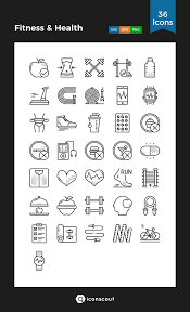 Fitness Health Icon Pack 36 Line Icons Health Icon Typographic Logo Design Icon