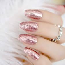 Rose gold holographic chrome nails. Echiq Glanz Rose Gold Fake Falsche Nagel Sarg Ballerina Nail Tipps Shining Zucker Glitter Deco Sommer Salon Press On Nail Art Spitze Amazon De Beauty
