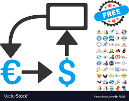 Euro Dollar Flow Chart Icon With 2017 Year Bonus