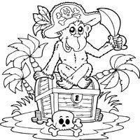 The buried treasures play a significant role in the legends surrounding the old west outlaws and pirates. Pirate Monkey On A Treasure Chest Coloring Pages Surfnetkids