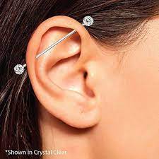 316l Surgical Steel Industrial Barbell With Crystal Industrial Piercings Are Piercing That Sp Ear Piercings Industrial Surgical Steel Earrings Piercing Jewelry