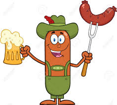 German Oktoberfest Sausage Cartoon Character Holding A Beer And German Oktoberfest Oktoberfest Kawaii Drawings