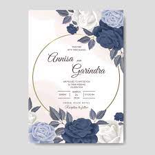 Elegant Wedding Invitation Card With Beautiful Floral And Leaves Template Premium Vector Wedding Invitation Cards Elegant Wedding Invitation Card Elegant Wedding Invitations