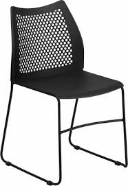 Hercules Series 661 Lb Capacity Black Stack Chair With Air Vent Back And Black Powder Coated Sled Base Flash Furniture Lancaster Home Guest Chair