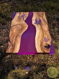 This Is My Kind Of Table Since Purple Is My Favorite Color And Rustic Wood Is My Favorite Furniture Mater Wood Resin Table Resin Furniture Epoxy Resin Table