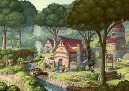 1637x1157 Anime Landscape Fantasy Chibi River Bridge House Original Resolution Chibi Anime Wallpaper Manga Pictures