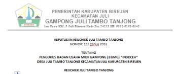 Check spelling or type a new query. Sk Pengurus Badan Usaha Milik Gampong Bumg