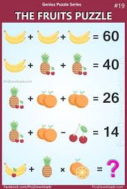 We did not find results for: The Fruits Puzzle Genius Puzzle Series 19 Banana Orange Pineapple Cherry Math Genius Maths Puzzles Logic Math