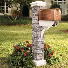 Cast Stone Mail Post Grandin Road Stone Mailbox Brick Mailbox Mailbox Landscaping