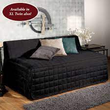 Memory foam and a poly foam. Camden Onyx Quilted Hollywood Daybed Cover