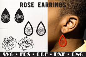 Download Rose Earrings Teardrop Earrings Faux Leather Graphic By Natashaprando Creative Fabrica PSD Mockup Templates