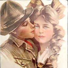 Boy Scout With Pretty Girlfriend 1915 Antique Lithograph Art Print HM1D