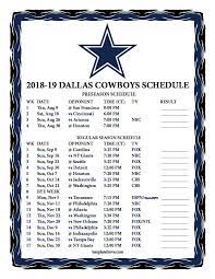 Printable 2018 2019 Dallas Cowboys Schedule Dallas Cowboys Schedule Cowboys Schedule Dallas Cowboys