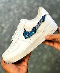 Black Air Force 1 With Blue Bandana Blue Bandana Wrapped Af1 Custom In 2020 White Nike Shoes Nike Air Shoes Fresh Shoes