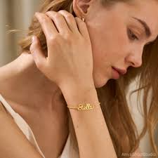 Personalized Name Bracelet With Diamond, Crystal Name Bracelet, Bridesmaid  Gift, Personalized Gift for Her, Handmade Jewelry, Mom Gift