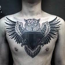 70 Owl Chest Tattoo Designs For Men Nocturnal Ink Ideas Black Owl Tattoo Chest Tattoo Tattoo Designs Men
