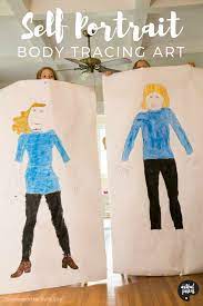 Self Portrait Body Tracing Art Tracing Art Kids Painting Activities Art Activities For Kids