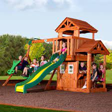 First, consider the play area you have for the swing set in your outdoor space. Wooden Swing Sets Playhouses Playsets Backyard Discovery