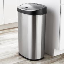 It measures 10 inches in diameter and 14 ¼. Mainstays 13 2 Gal 50 L Motion Sensor Kitchen Garbage Can Stainless Steel Walmart Com Walmart Com