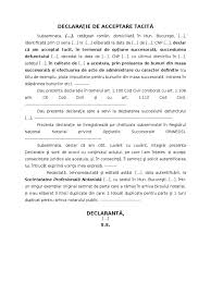 Actele de propietete, terenuri, case; Declaratie Acceptare TacitÄƒ Succesiune