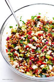 Mediterranean Farro Salad Gimme Some Oven Recipe Mediterranean Farro Salad Recipe Farro Salad Recipes Delicious Salads