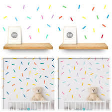 Kids room sprinkles wall decor. Colourful Sprinkles Wall Decals Rainbow Sprinkles Wall Stickers Strips Sprinkle Wall Decals Sprinkles Room Decor Confetti Wall Decals Modern Wall Decals Nursery Decals Kids Room Decals Size 6x1 5cm 10 50pcs Furniture Home Living Home