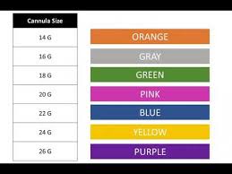 iv cannula colour coding with size selection