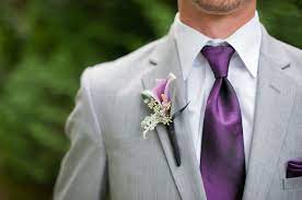 Darker Grey For The Fellas Darker Purple Ties And David In Charcoal Cadbury Purple Wedding Purple Wedding Bridesmaids And Groomsmen