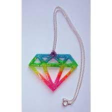 Neon Glitter Rainbow Uv Glow Emo Scene Diamond Necklace 9 Liked On Polyvore Featuring Jewelry Neckla Rainbow Jewelry Neon Necklace Diamond Shape Necklace