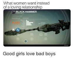 In destiny 1, you could buy guns from vendors in the tower. What Women Want Instead Of A Loving Relationship Black Hammer Sniper Rifle L Cannot Permit You To Exist Special Weapons Use Ammo Pickups Rate Of Fire 300 Material Details Attack Reload Magazine
