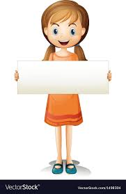 a girl with an orange dress holding an empty banner on a white background download a free preview or high quali school wall art school cartoon student cartoon