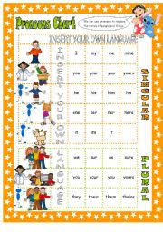 Prouns Chart Personal Object Possessive Adjectives