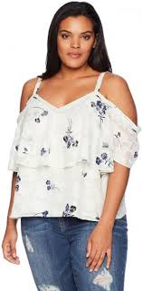 Lucky Brand Womens Plus Size Floral Cold Shoulder Top Multi 1x
