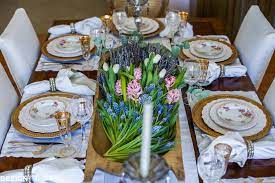 It started with the beautiful velvet pumpkins on my sideboard in shades of blue, grey and taupe. Setting A Dining Table To Reflect Your French Country Style