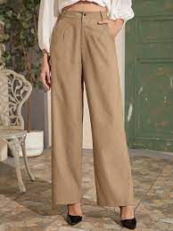 Drawstring waistband wide leg solid flared palazzo pants, casual loose drawstring design makes it better for exercise. High Waist Wide Leg Pants Shein Eur