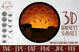 Download 3d Harvest Sunset Svg Layered Mandala Farmer Cut File Dxf 875809 Paper Cutting Design Bundles