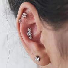 Crystal Flower Earrings Fashion Silver Earrings With Diamonds Beautiful Simple Jewelry Ohrstecker Piercing Ohrringe Piercing Drei Ohrlocher