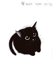 Grey lines, white figure on black background. Cat Drawing Cute Black Novocom Top