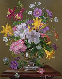 Flowers by albert williams 7. Summer Arrangement In A Glass Vase Painting By Albert Williams