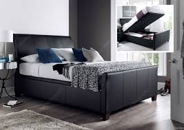 Parma platform upholstered bed italian premium modern design with 4. Allen Black Leather King Size Ottoman Storage Bed Frame