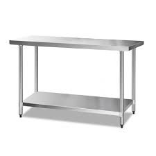 Stainless steel work tables without a backsplash are perfect for use in the middle of your kitchen's food prep areas. Glass And Stainless Steel Dining Table 6 Products Grays