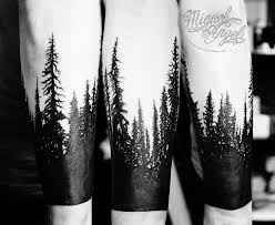 Pine Trees Tattoo Silhouette Tattoos Tree Tattoo Men Forest Tattoos
