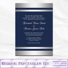 Navy And Silver Wedding Invitation Template Diy Silver Foil Stripe Wedding Silver Wedding Invitations Purple And Silver Wedding Navy Gold Wedding Invitations