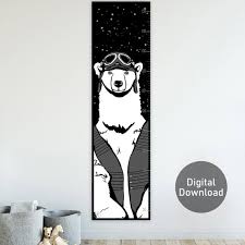 childrens growth chart polar bear black and white height chart printable artwork