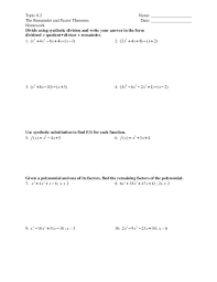 The remainder theorem enables us to calculate the remainder of the division of any polynomial by a linear polynomial, without actually. The Remainder And Factor Theorems Worksheet For 11th Grade Lesson Planet